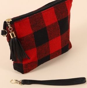 Red Buffalo Plaid Wristlet